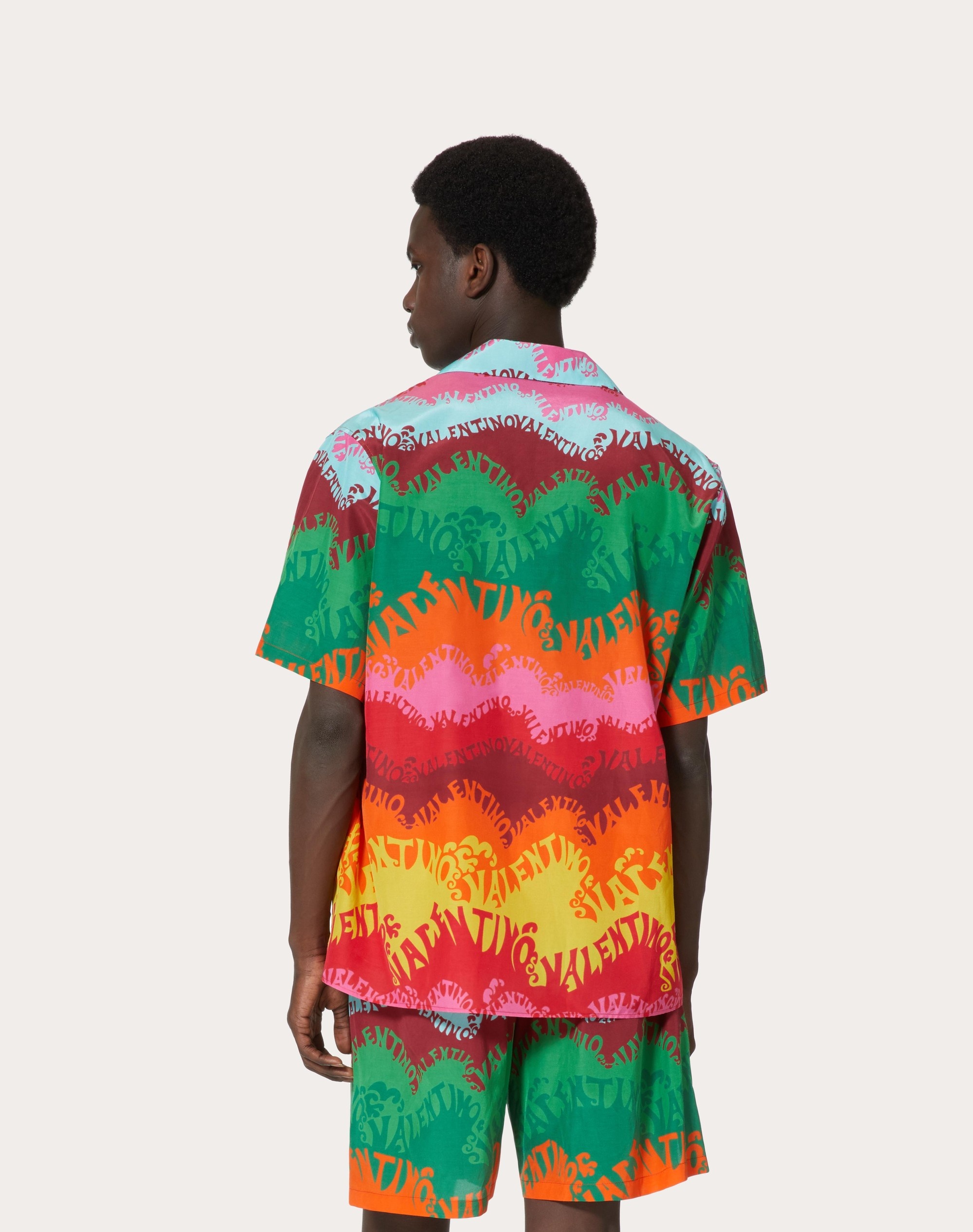 SILK AND COTTON SHIRT IN VALENTINO WAVES MULTICOLOR PRINT - 4