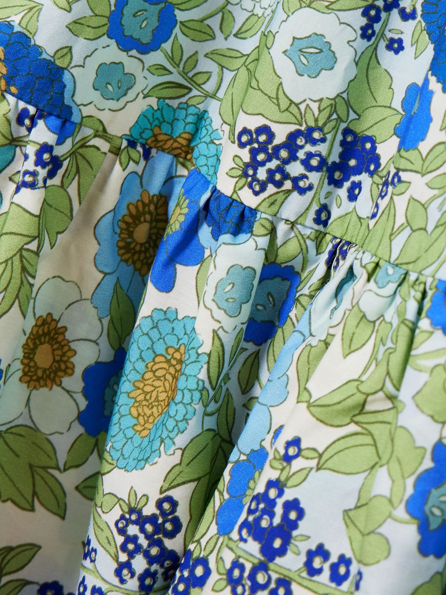 Pam tiered pintucked floral-print organic cotton-poplin midi dress Blue - 4