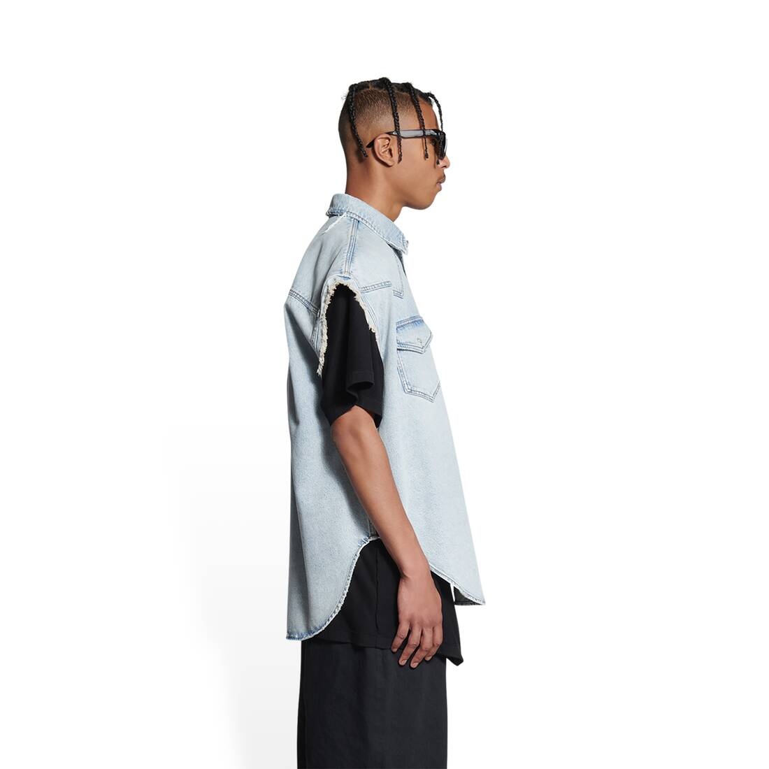Men's Raw Cut Shirt in Blue - 3