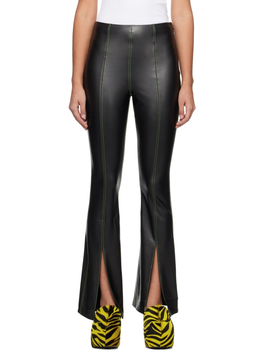 Black Iver Faux-Leather Trousers - 1