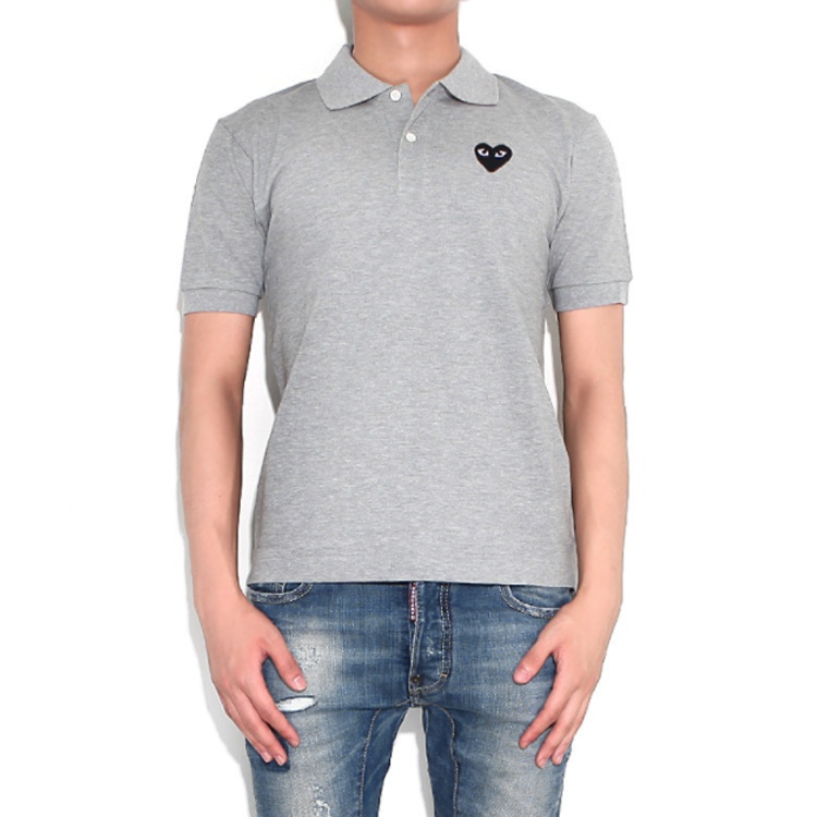 COMME des GARCONS PLAY Polo Black Emblem 'Grey' AZ-T078-051-1 - 3