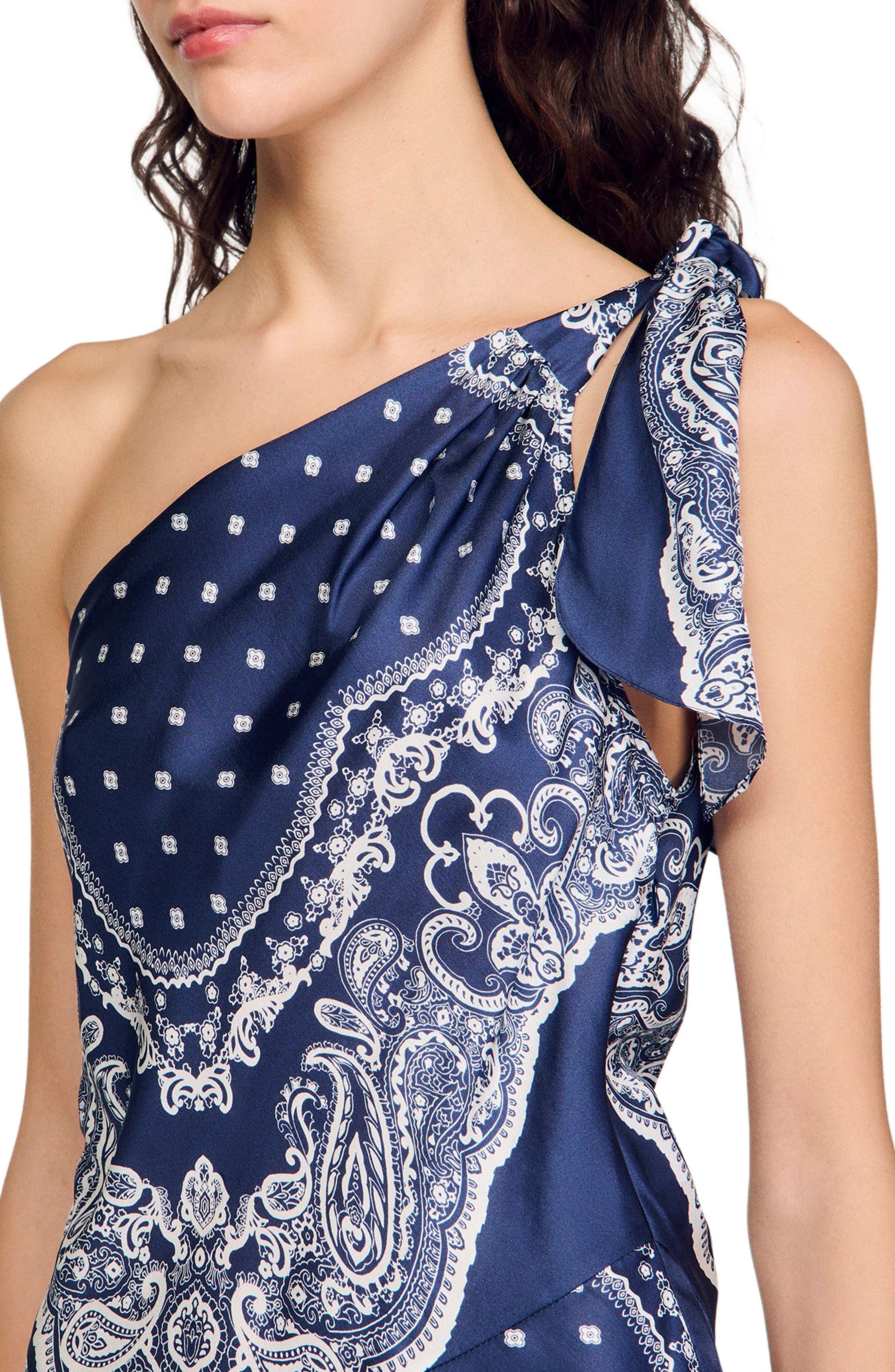 SANDRO Bandana-print maxi dress in Blu /White at Nordstrom - 5
