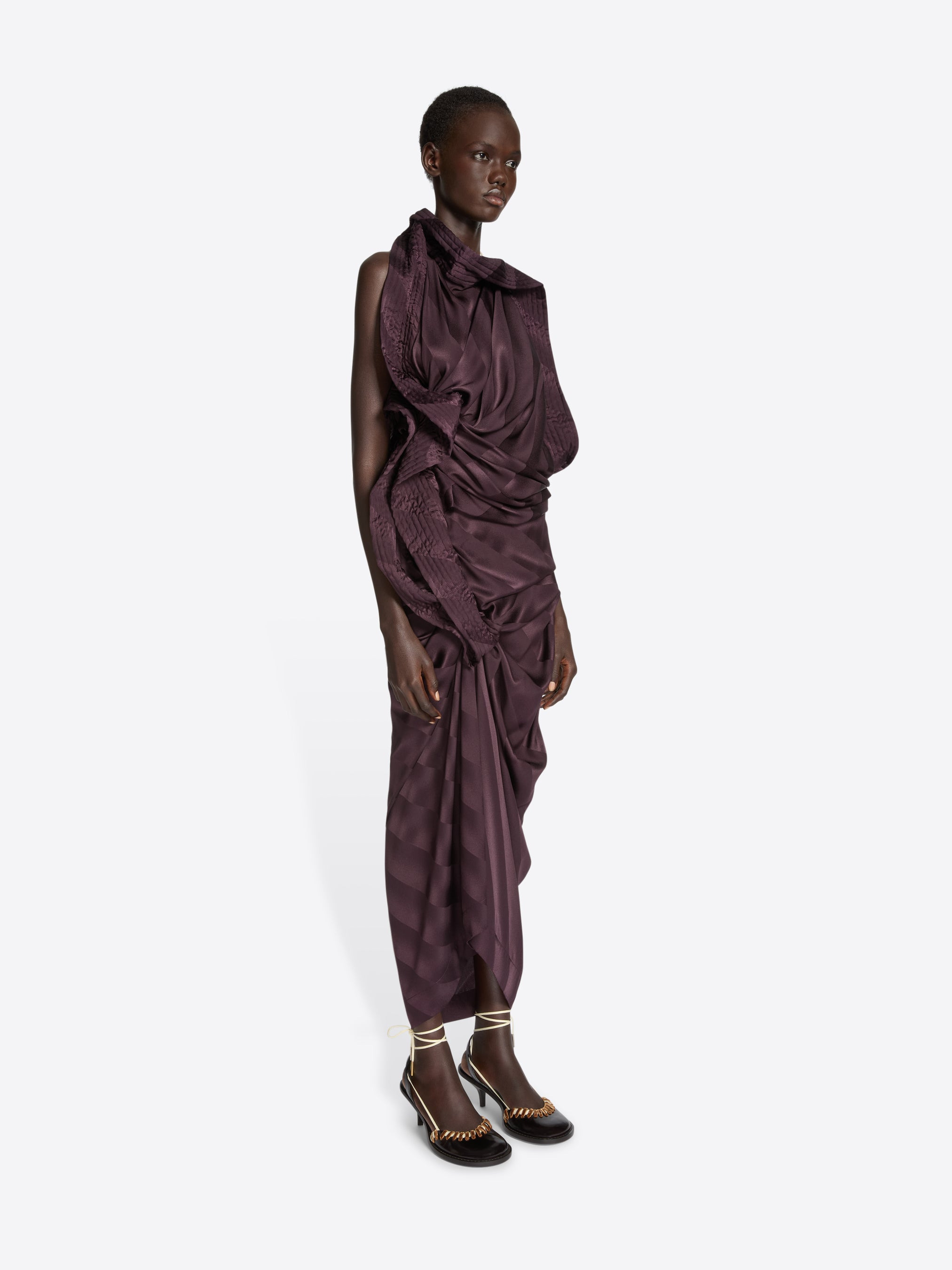 DRAPED SILK DRESS - 3