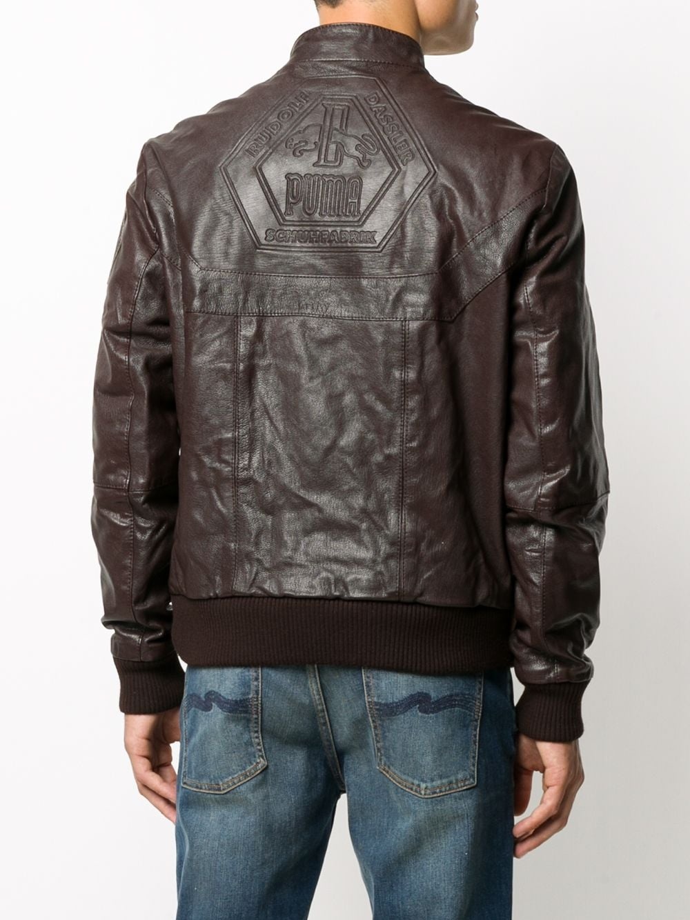 bomber style leather jacket - 4