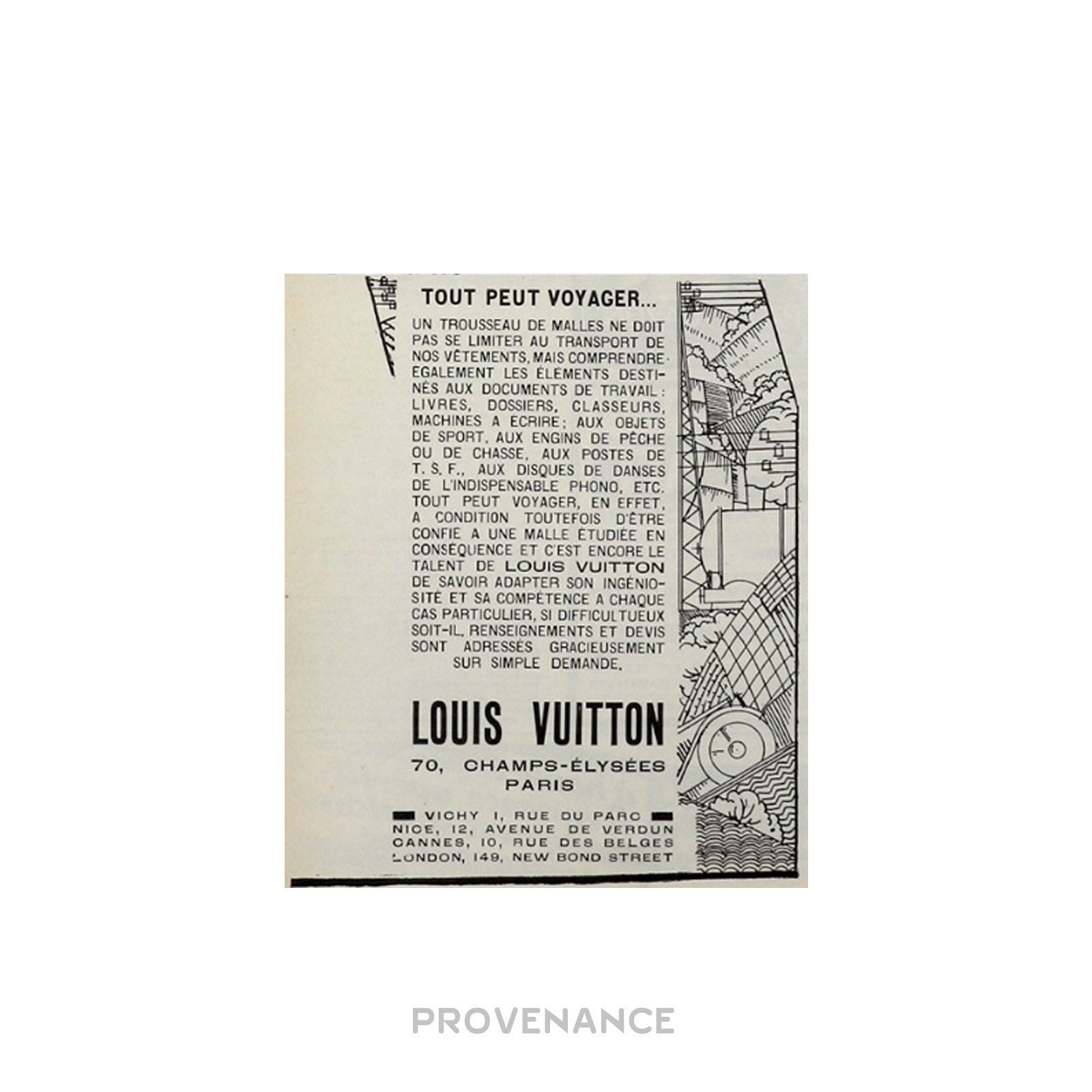 Louis Vuitton Antique Vintage Newsprint Ad - Travel Trunk - 6