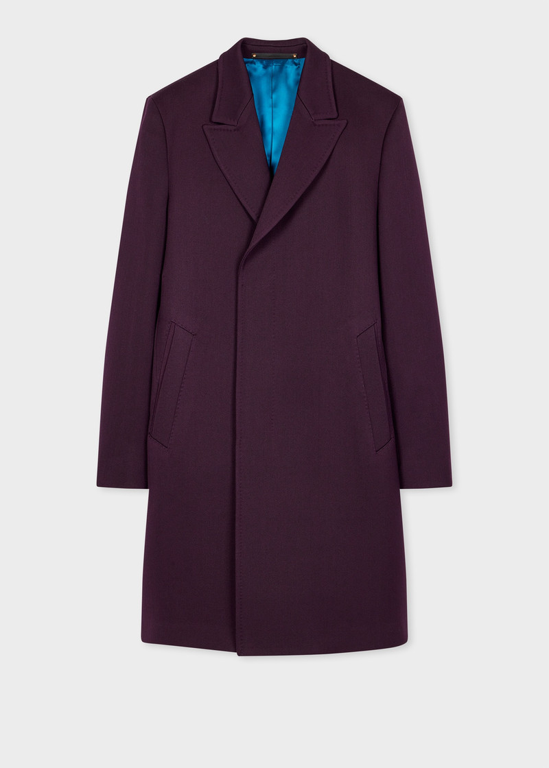 Purple Wool-Blend Twill Double-Breasted Overcoat 1