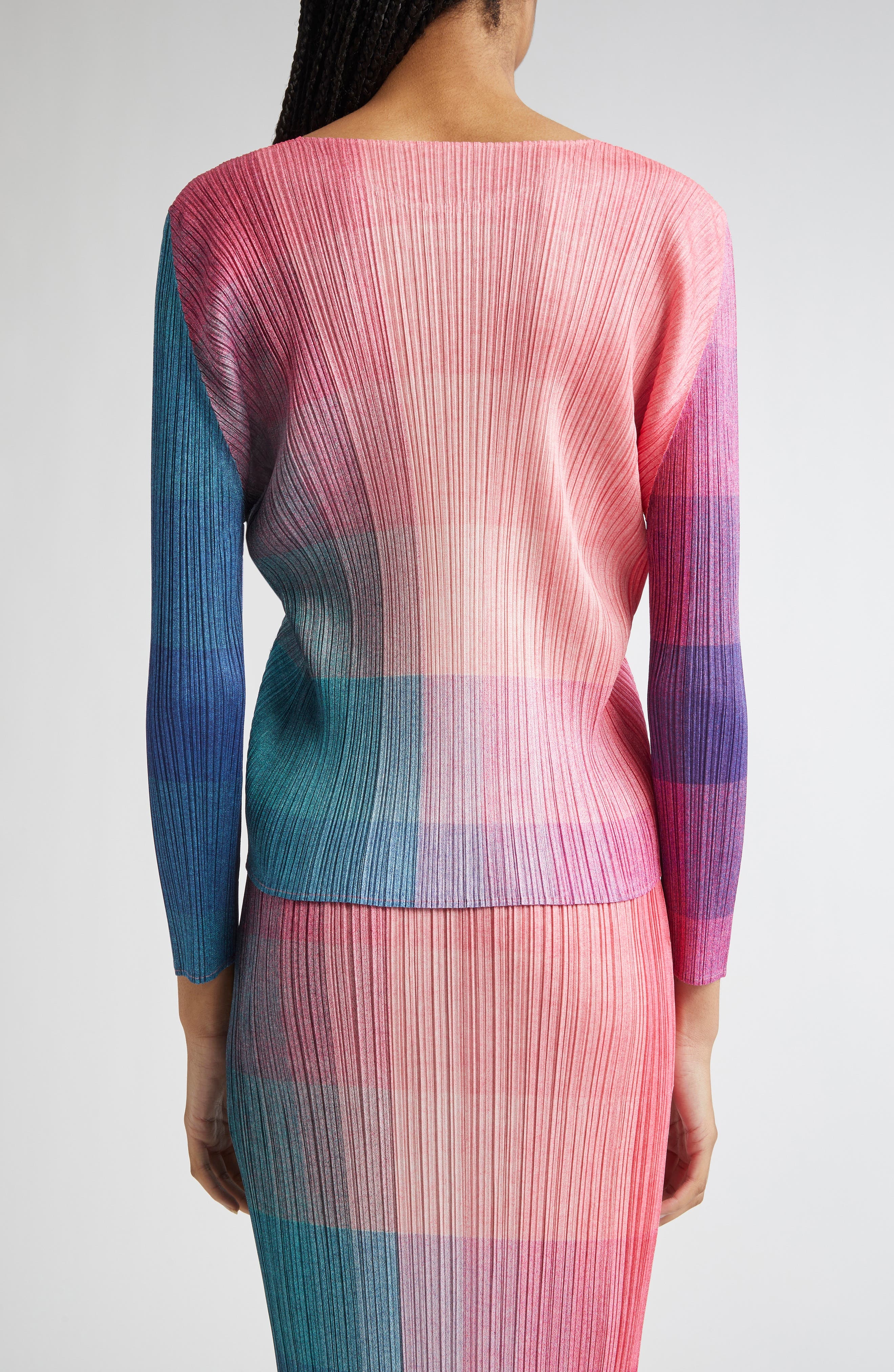 Pleats Please Issey Miyake Photon Pleated Long Sleeve Top in Pink at Nordstrom - 3