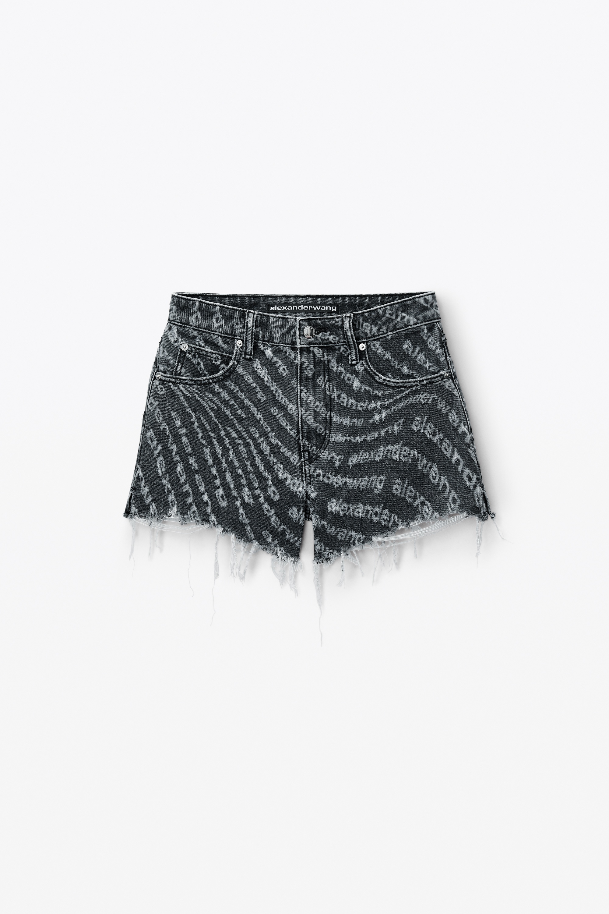 Bite High Waist Denim Shorts with Logo Wave - 1