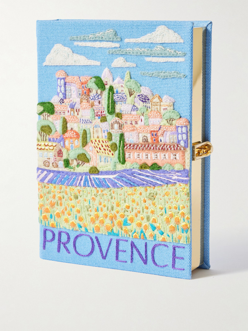 Provence Embroidered Appliquéd Canvas Clutch 1