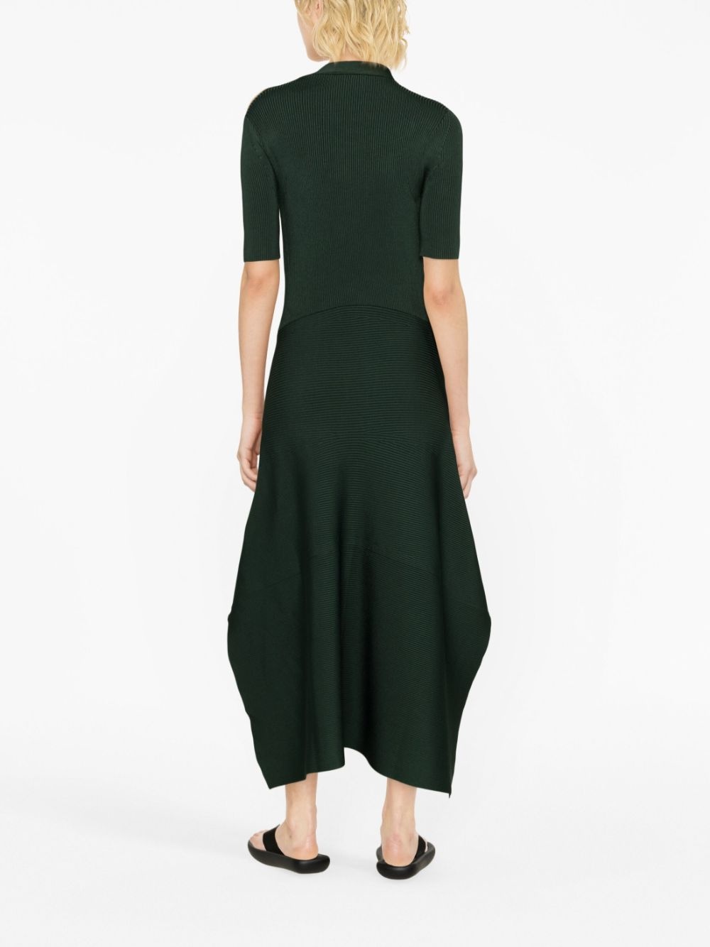 asymmetric ribbed-knit dress - 3