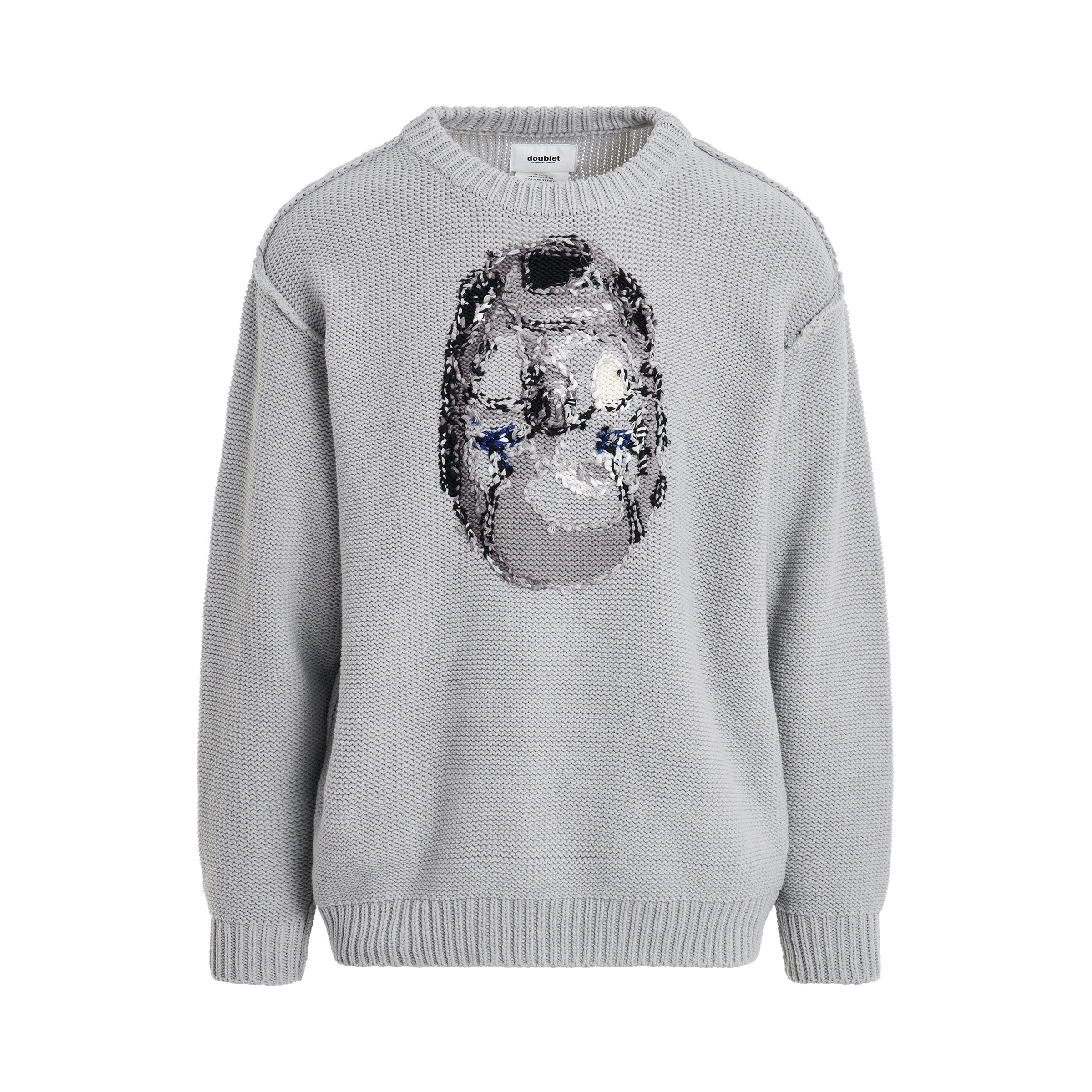 Hand-Knitting Jacquard Sweater in Grey - 1