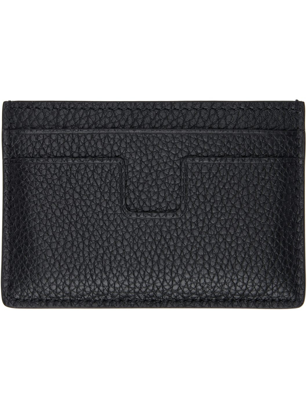 Black Grain Leather Classic Card Holder - 2
