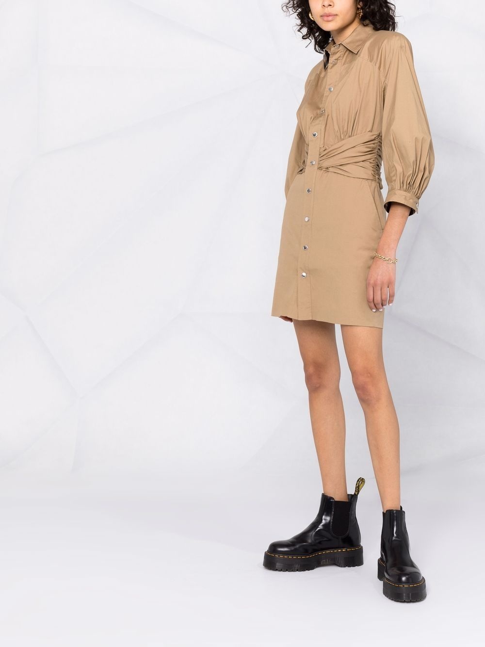 ruched-detail shirt dress - 6