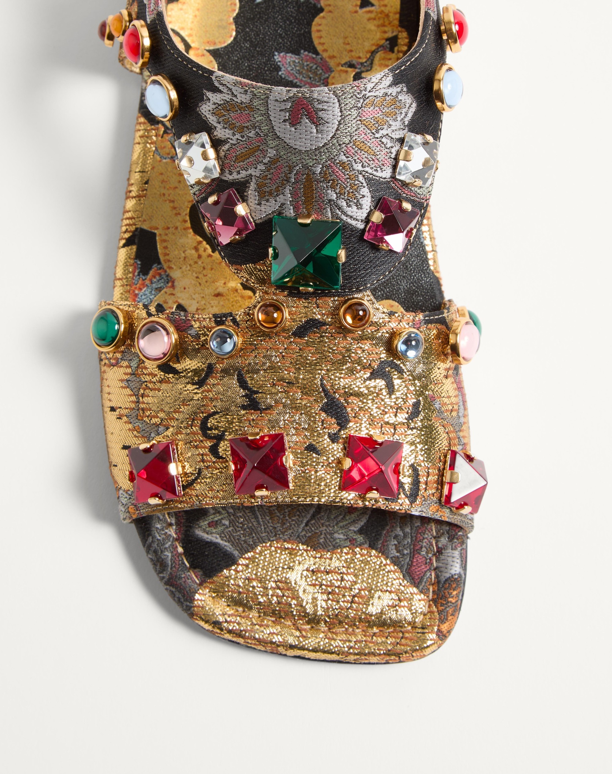 PRESHOES SANDAL IN APRES L'HIVER JACQUARD FABRIC WITH CRYSTALS 05MM - 5