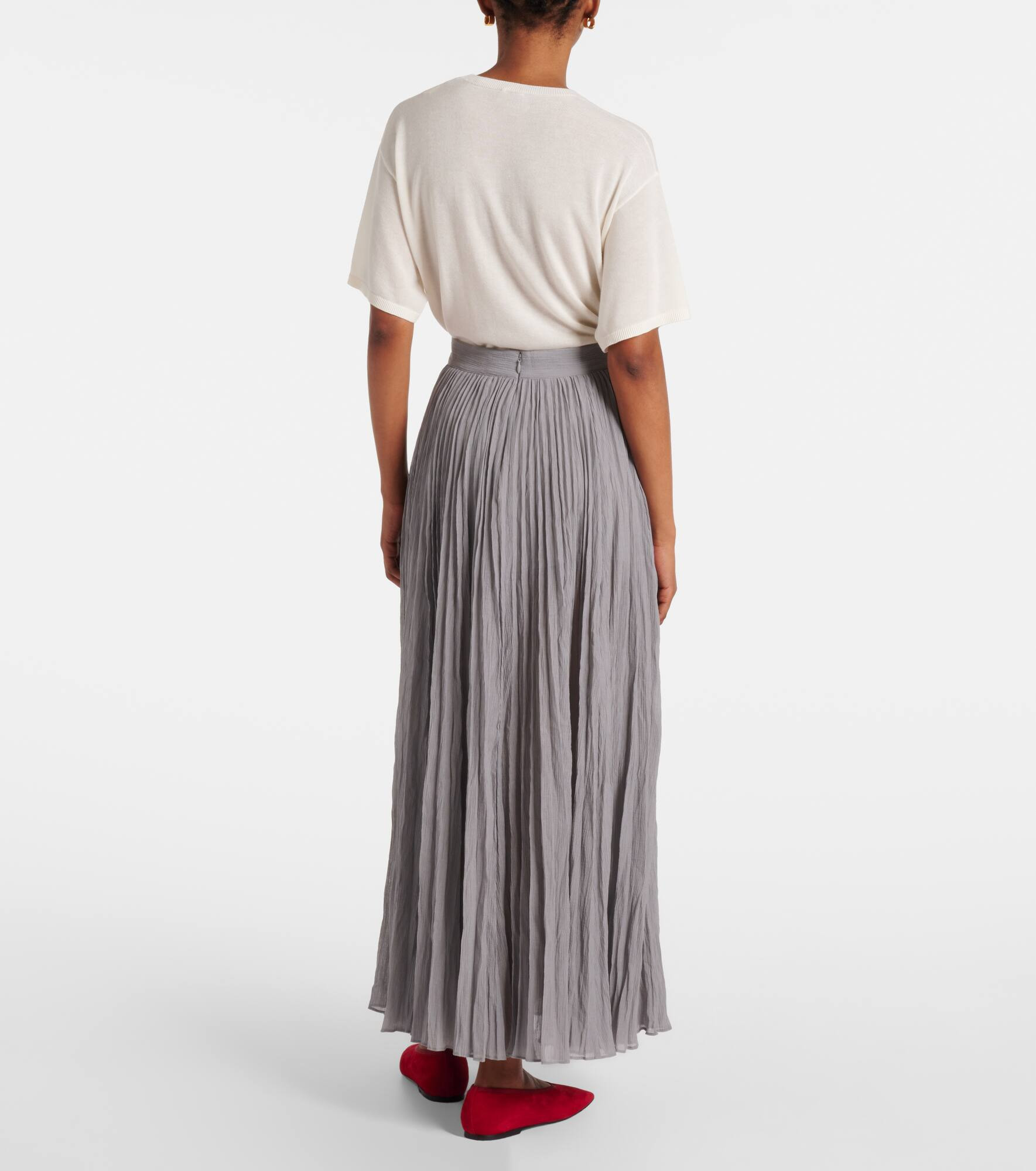Plissé cotton-blend maxi skirt - 3