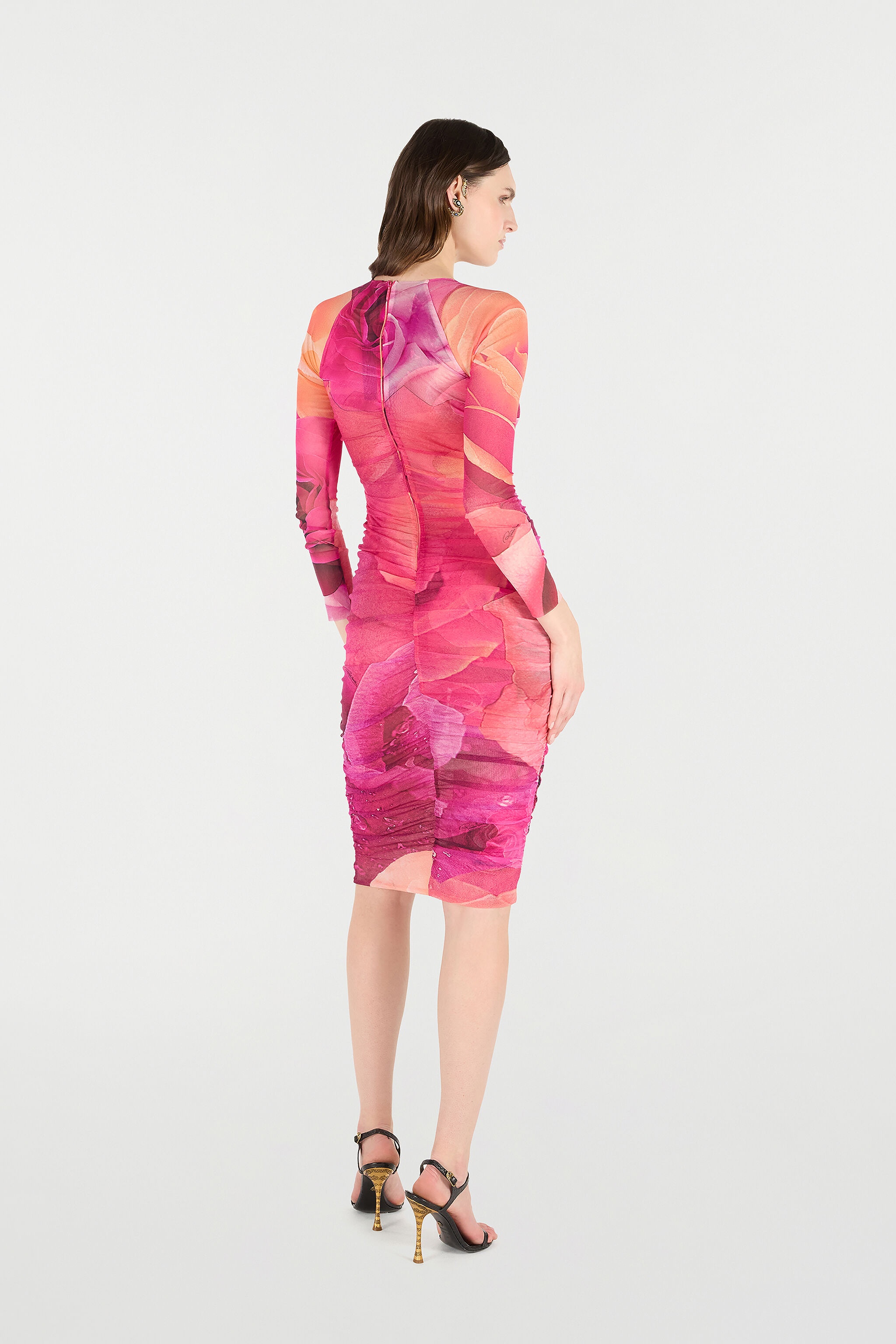Sheath Dress With Rose Print - 4