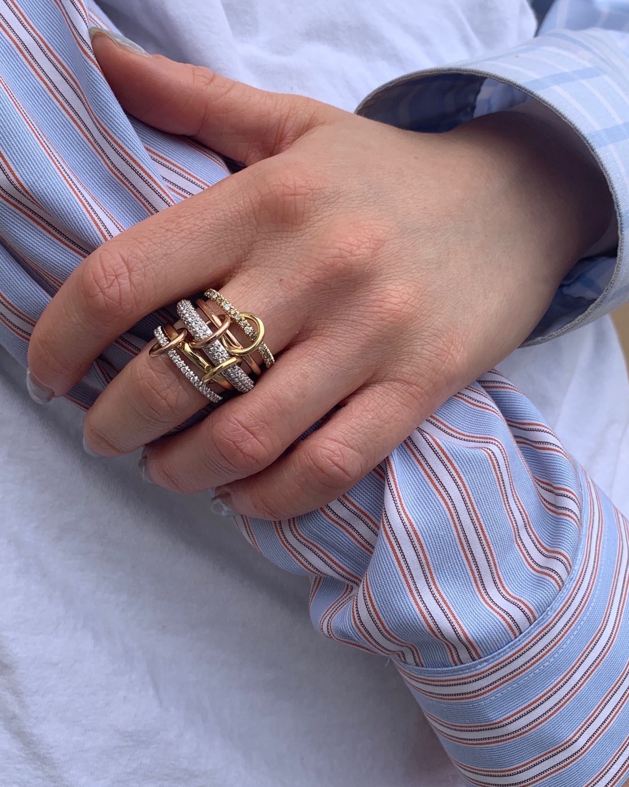 Leo 18K Mixed Gold Diamond Linked Rings - 3