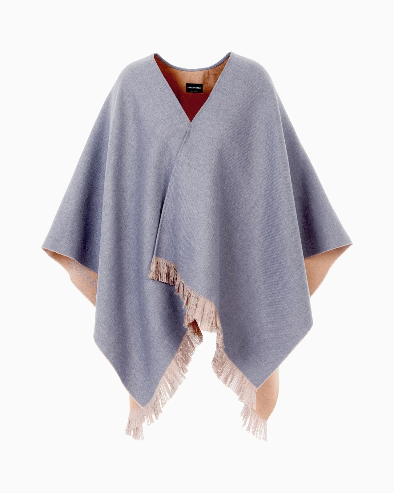WOOL CAP WITH FRINGED HEM AND CHEVRON MOTIF - 1