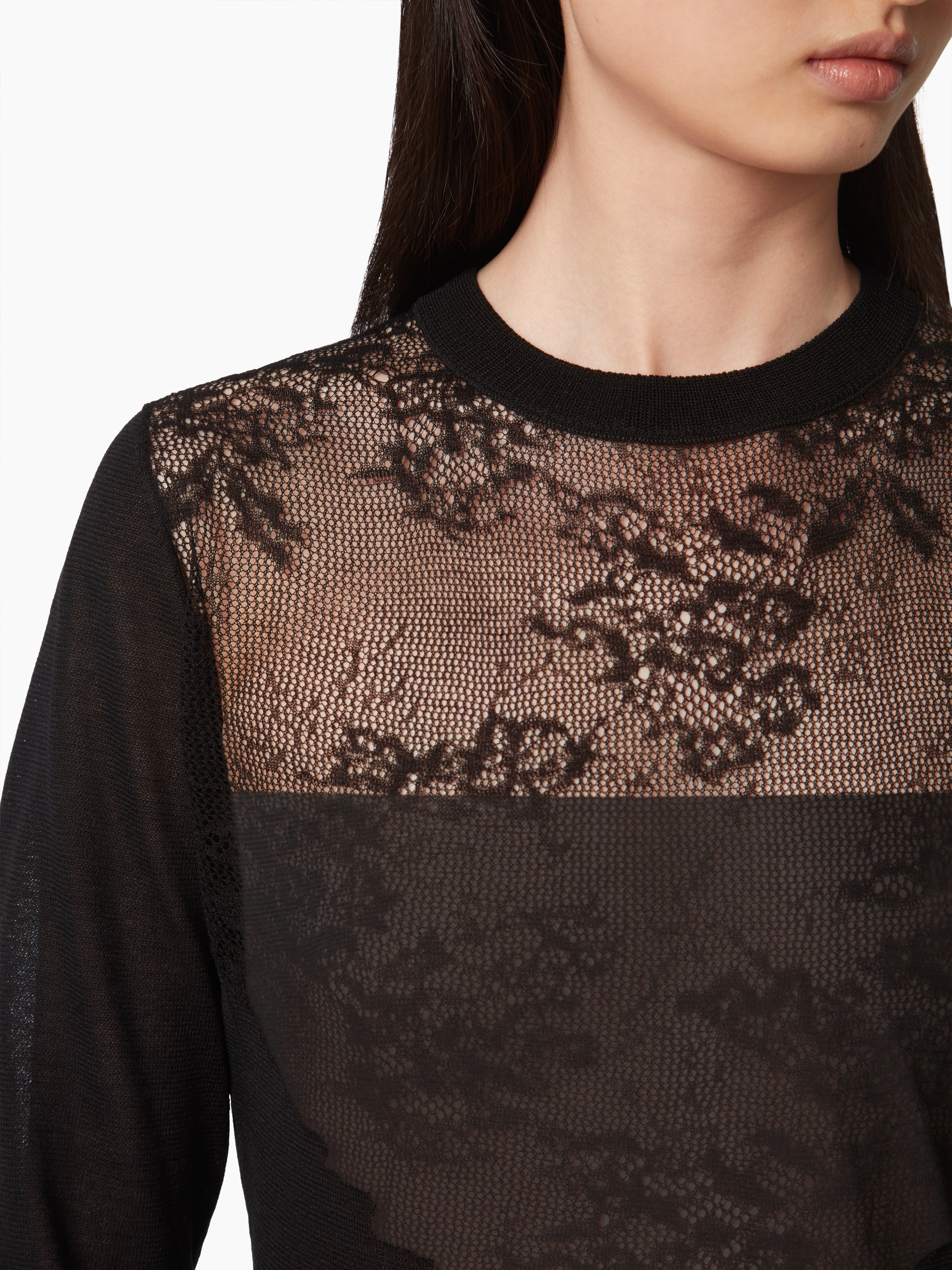 KNIT MIDI DRESS WITH LACE INCERTS - 3