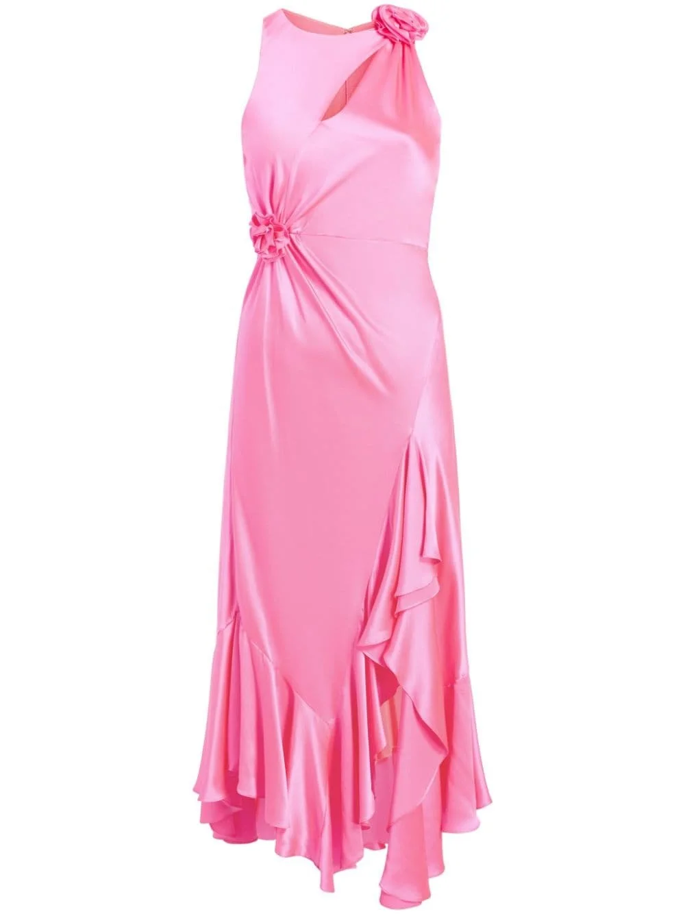 flower-detail silk midi dress - 1