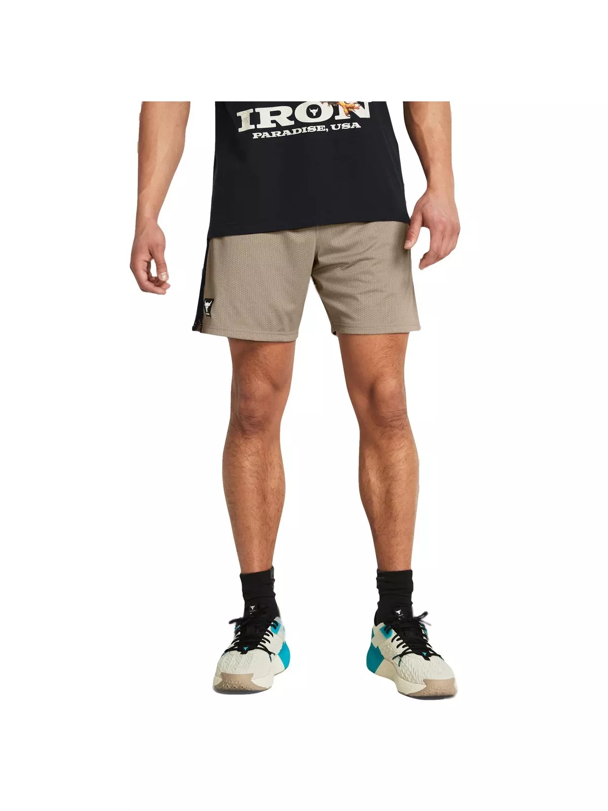 Men's Project Rock Payoff Mesh Shorts - Taupe - 3