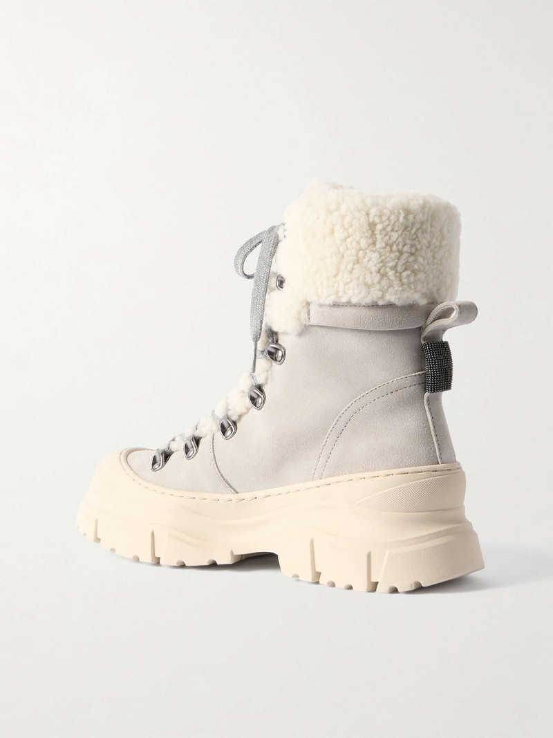 Bead-embellished shearling-lined suede ankle boots 3