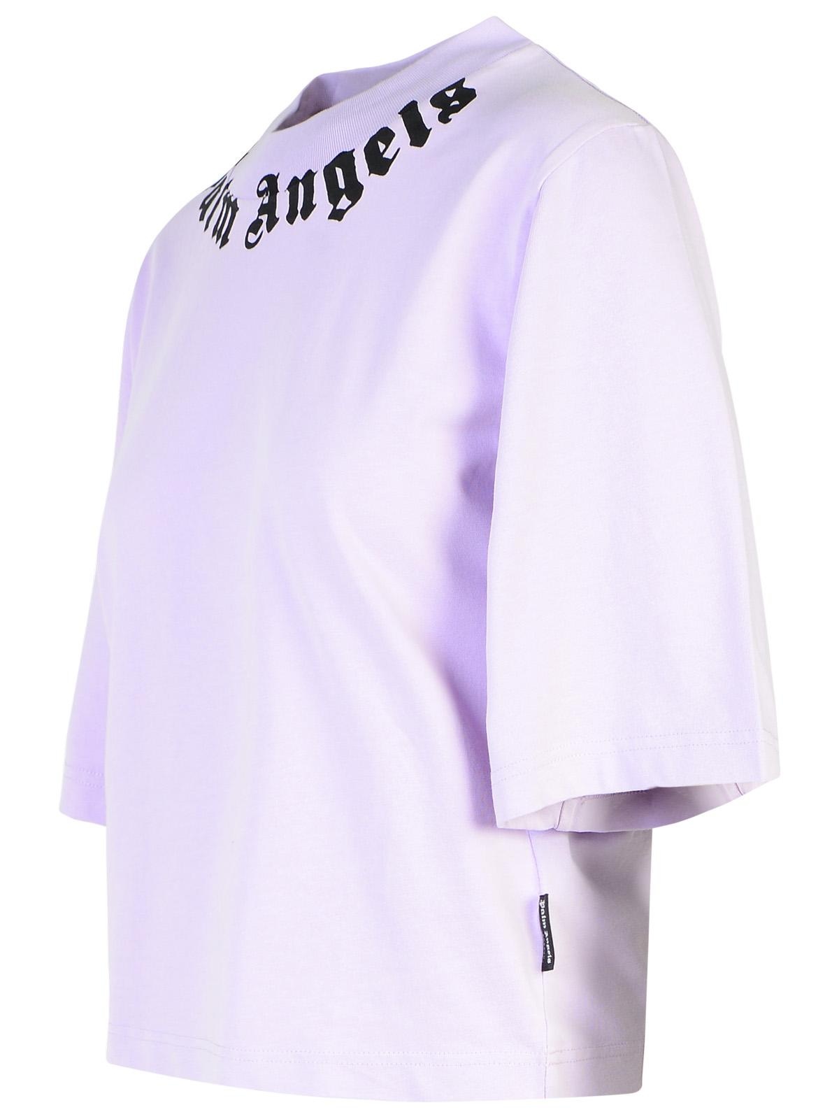 Palm Angels Lilac Cotton T-Shirt Woman - 2