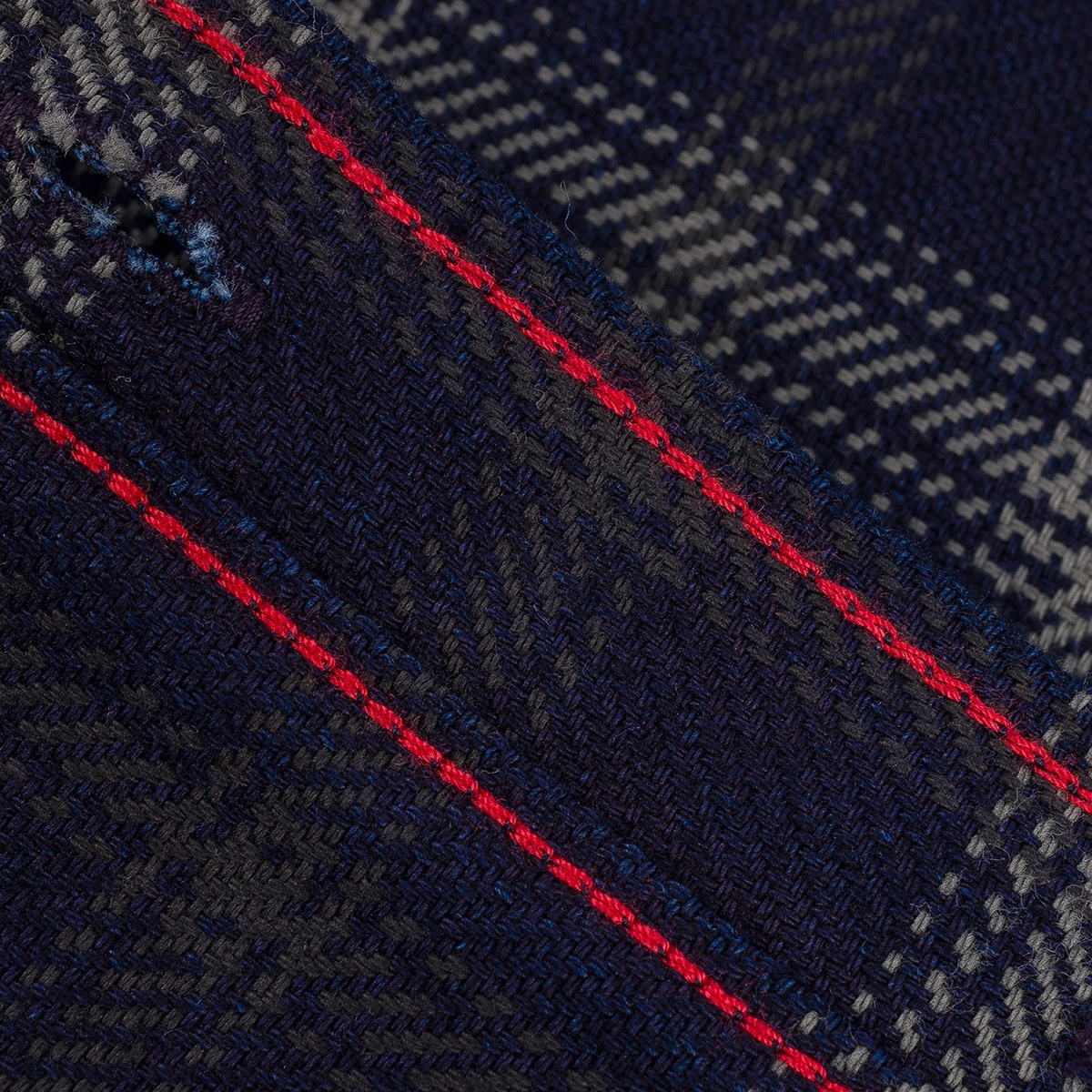 IHSH-412-BLK 9oz Selvedge Indigo Check Flannel Work Shirt - Black - 15