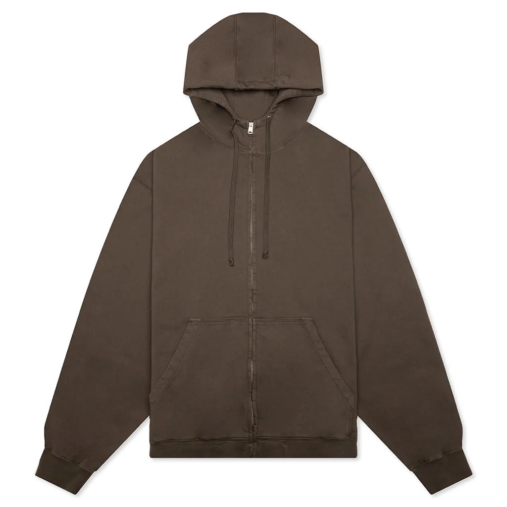 ZIP-UP SWEAT HOODIE - MINK - 1