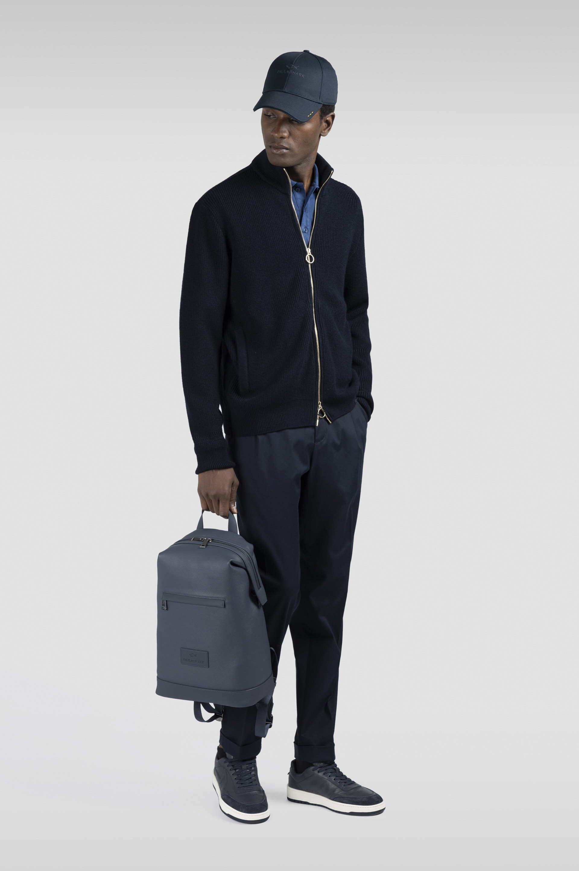 TWO-TONE PIQUÉ COTTON POLO SHIRT WITH SHARK FIN EMBROIDERY - 2