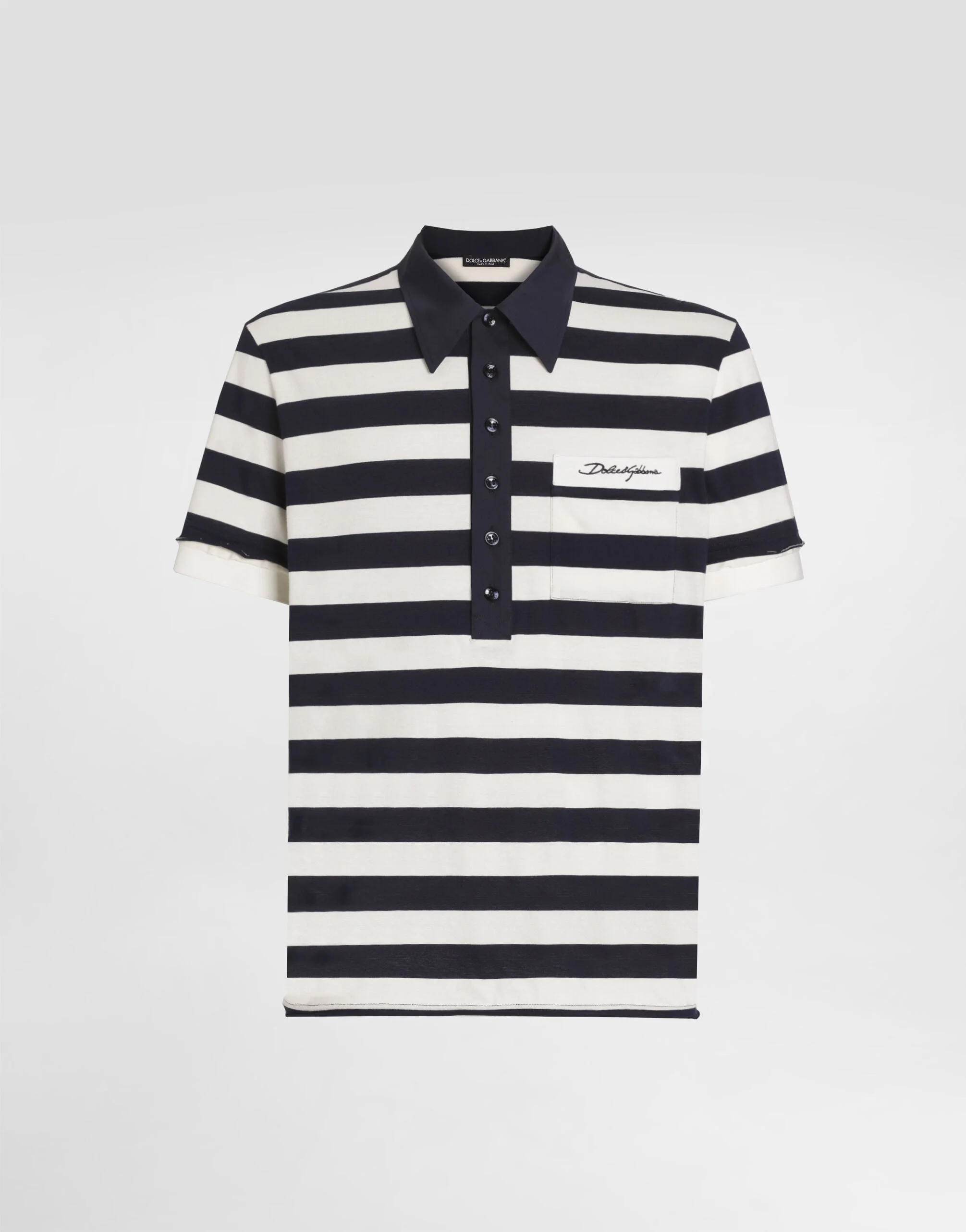 Striped jersey polo shirt - 1