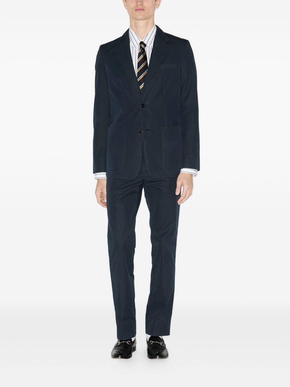 embossed-logo single-breasted blazer - 2