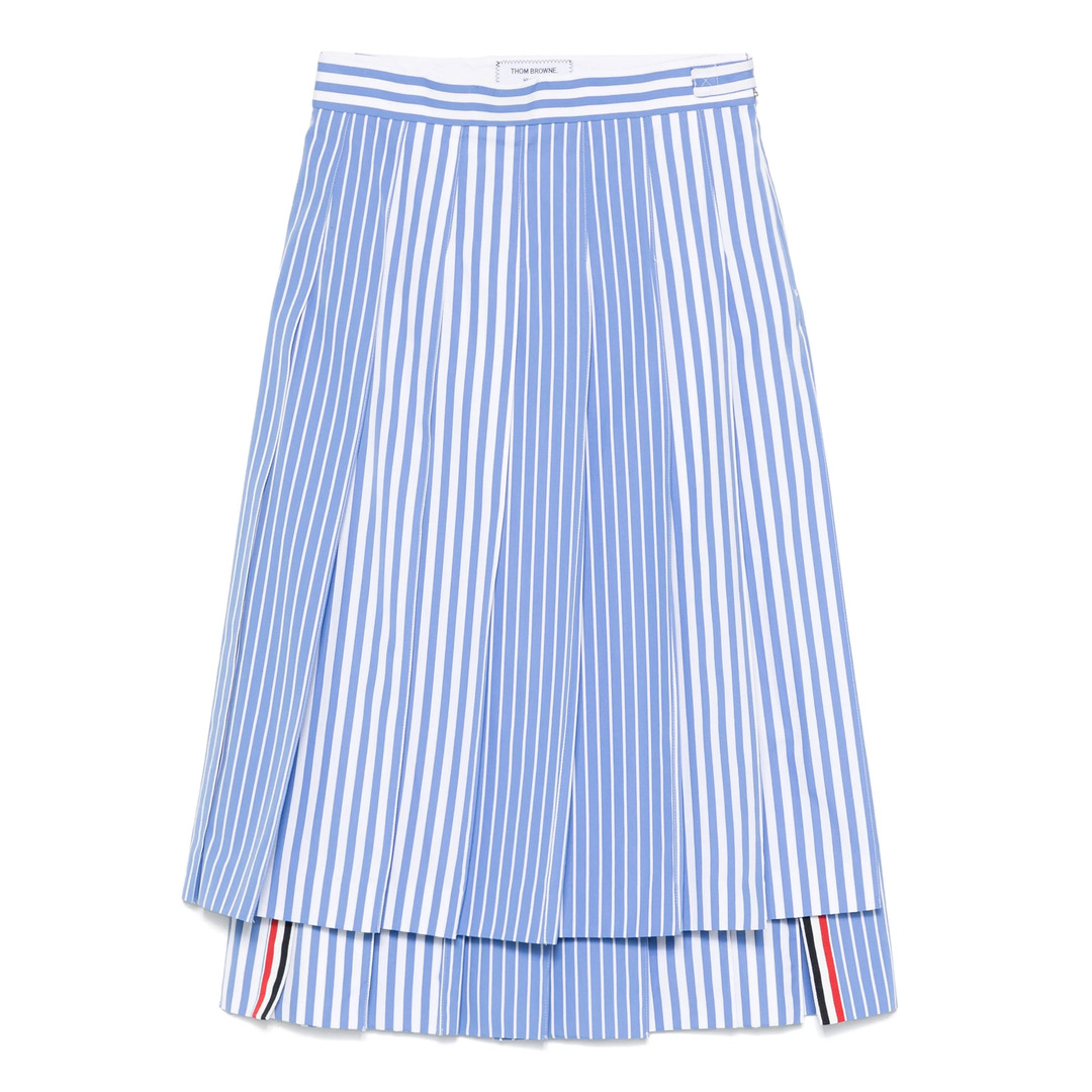 Awning Striped Poplin Funmix Pleated Skirt Women - 7