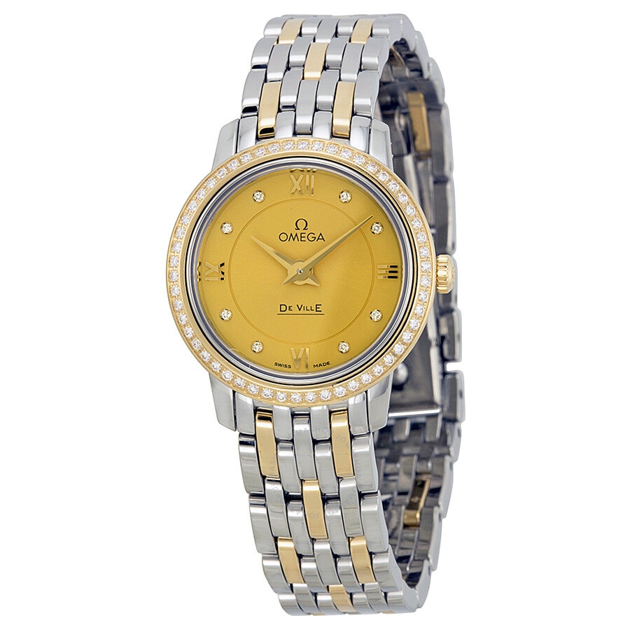 Pre-owned Omega De Ville Prestige Diamond Gold Tone Dial Ladies Watch 424.25.24.60.58.001 - 1