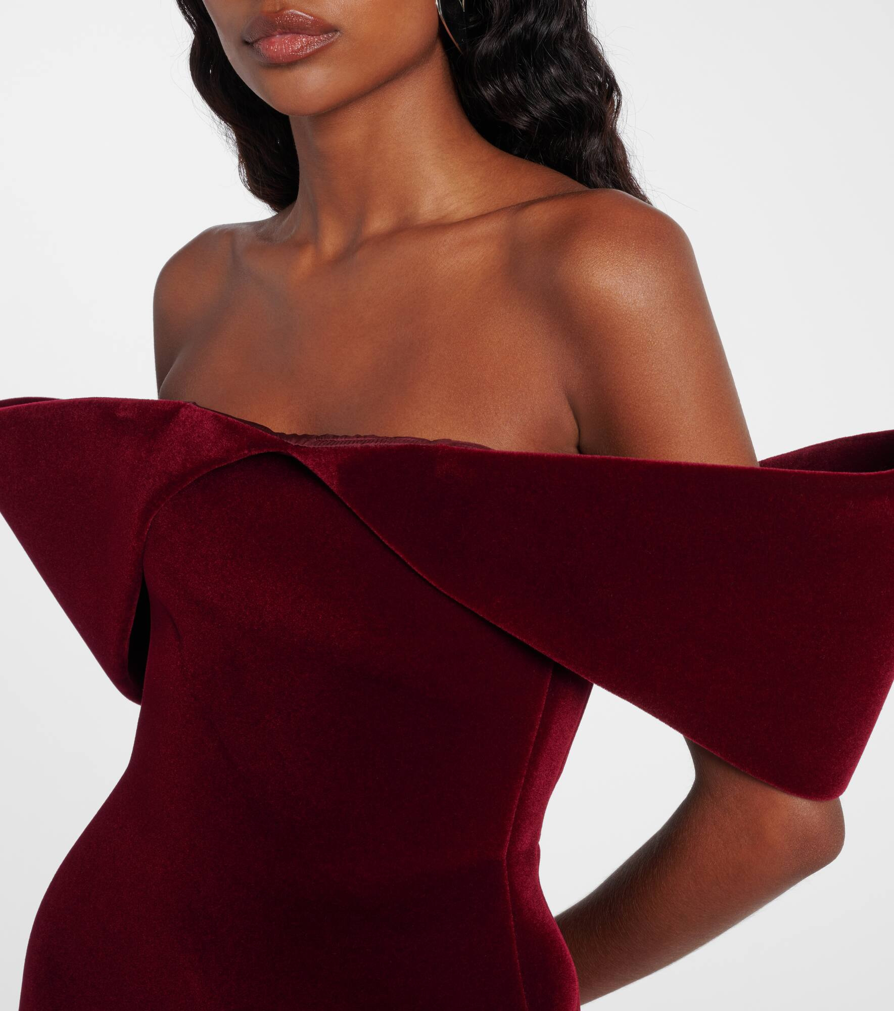 Off-shoulder velvet minidress - 4