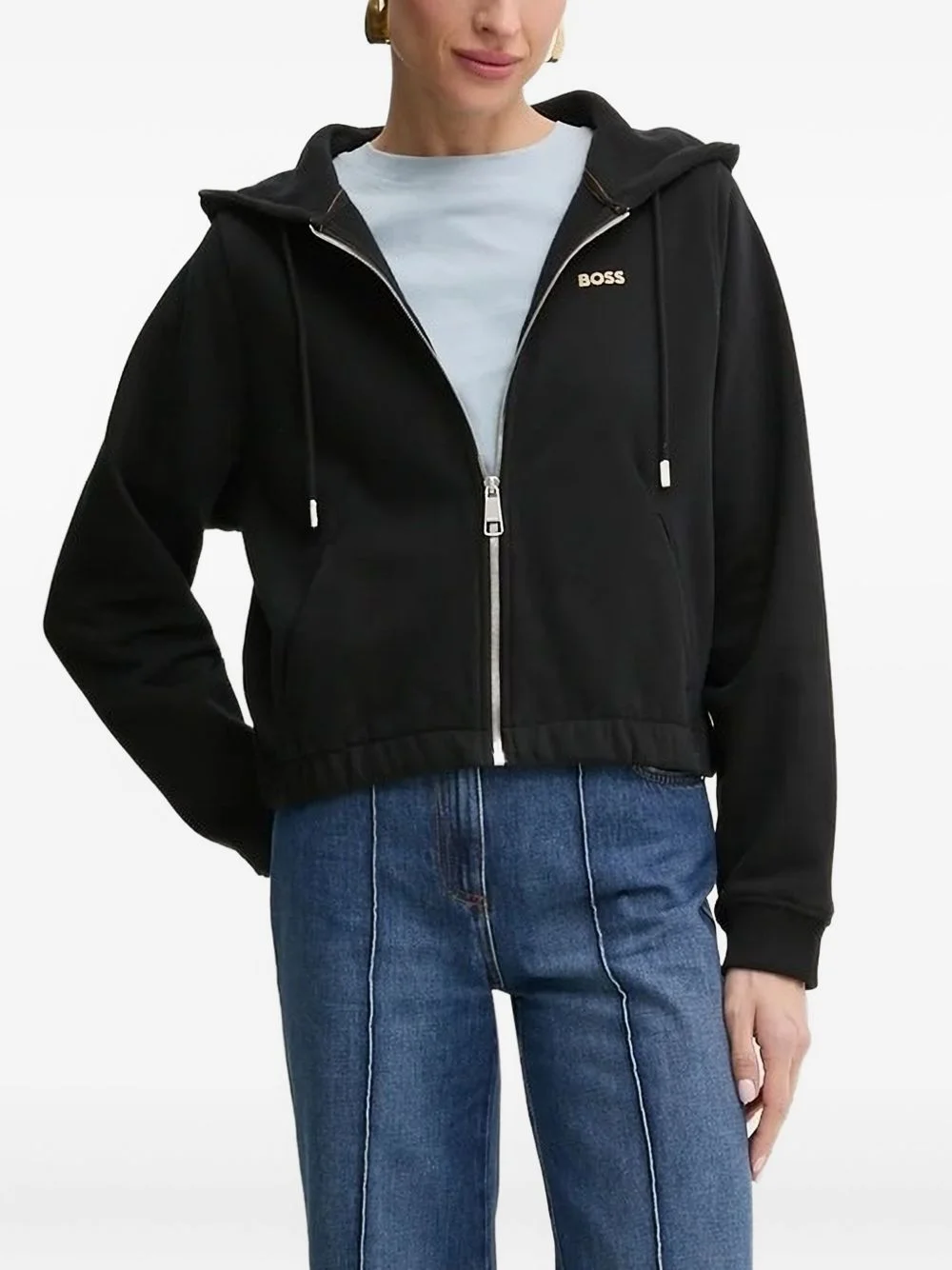 long-sleeve zip-front hooded - 1