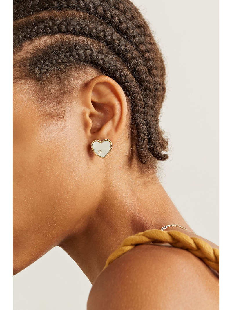 Yvonne Léon 9-karat gold, mother-of-pearl and diamond earrings White outlook