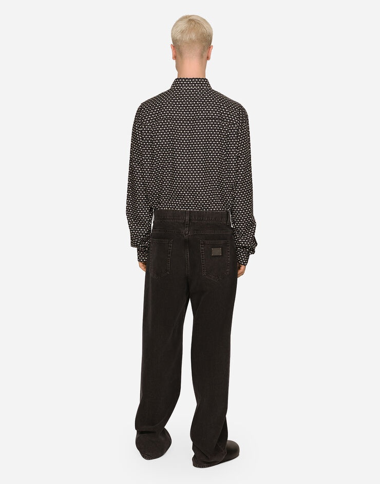 Oversize poplin shirt with DG logo print - 3