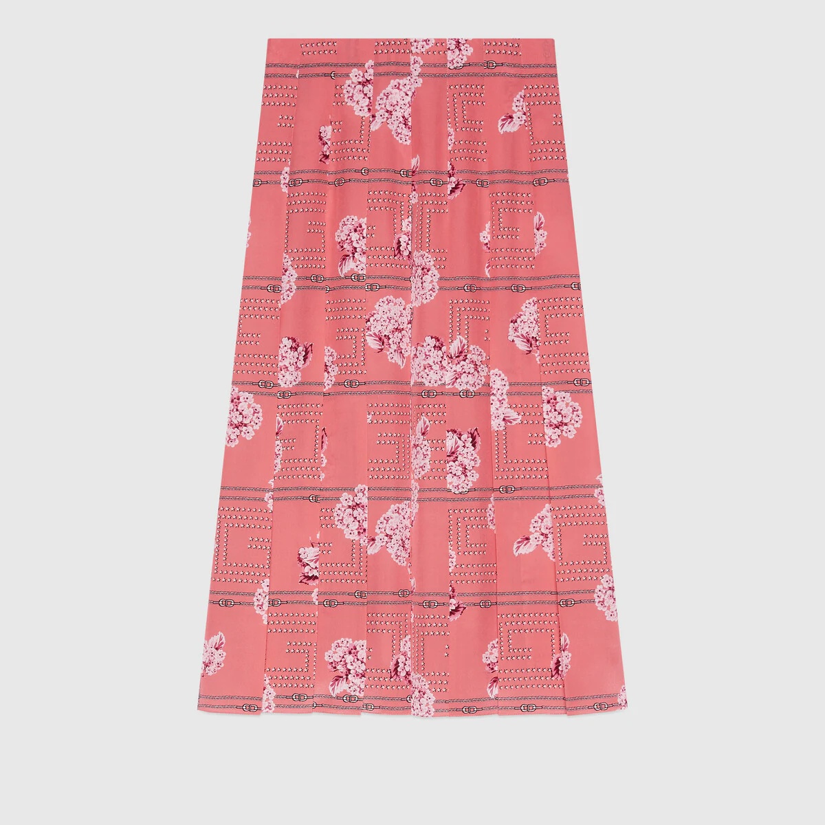 Floral print silk skirt - 1