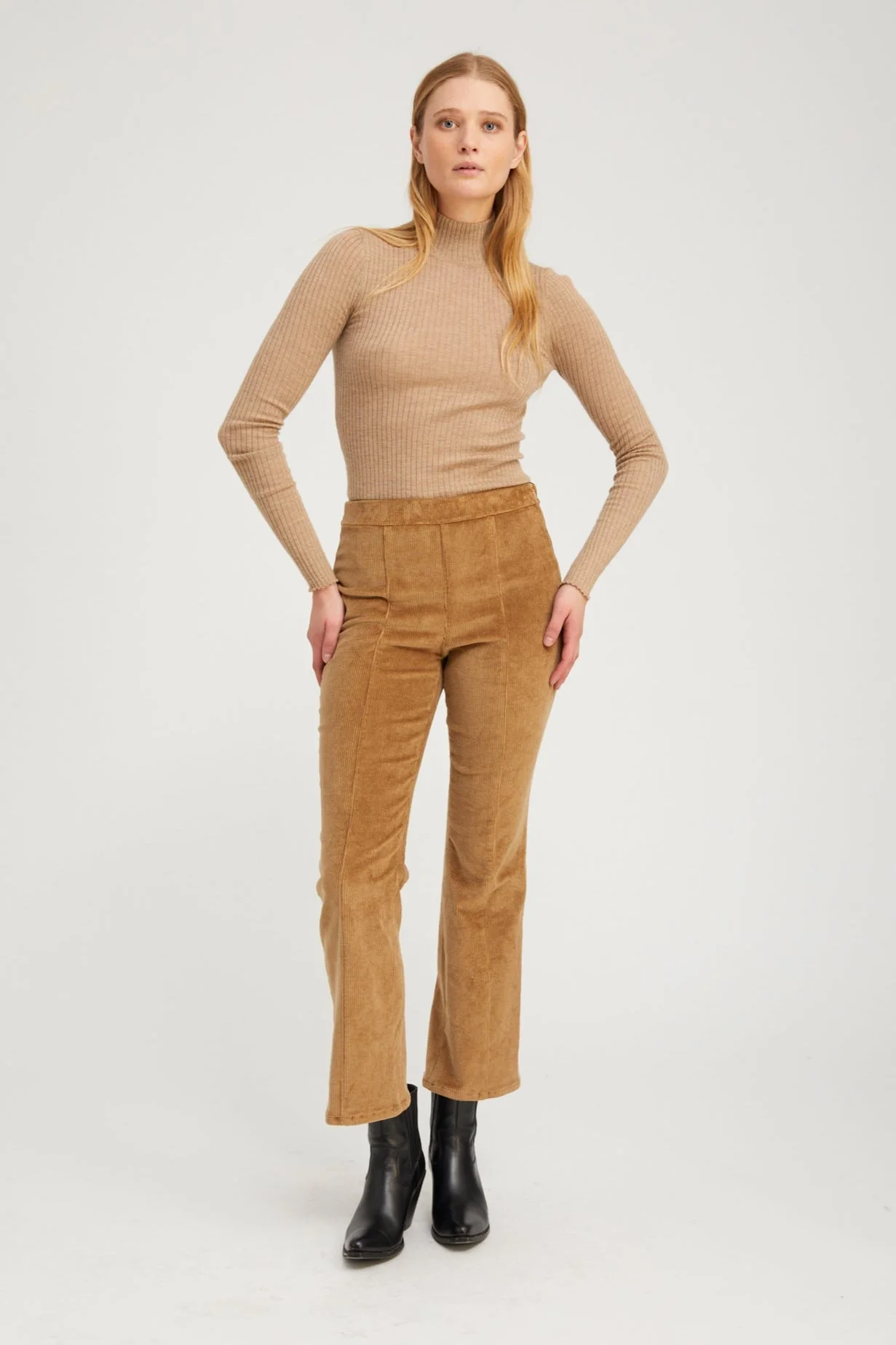 SEPIA CORDUROY ANKLE FLARE WITH PRINCESS SEAMS - 1