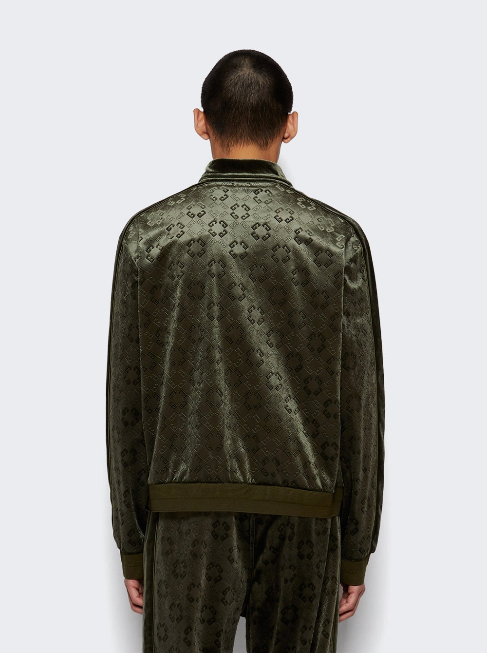 Velvet Blouson With Piping Detail Green - 4