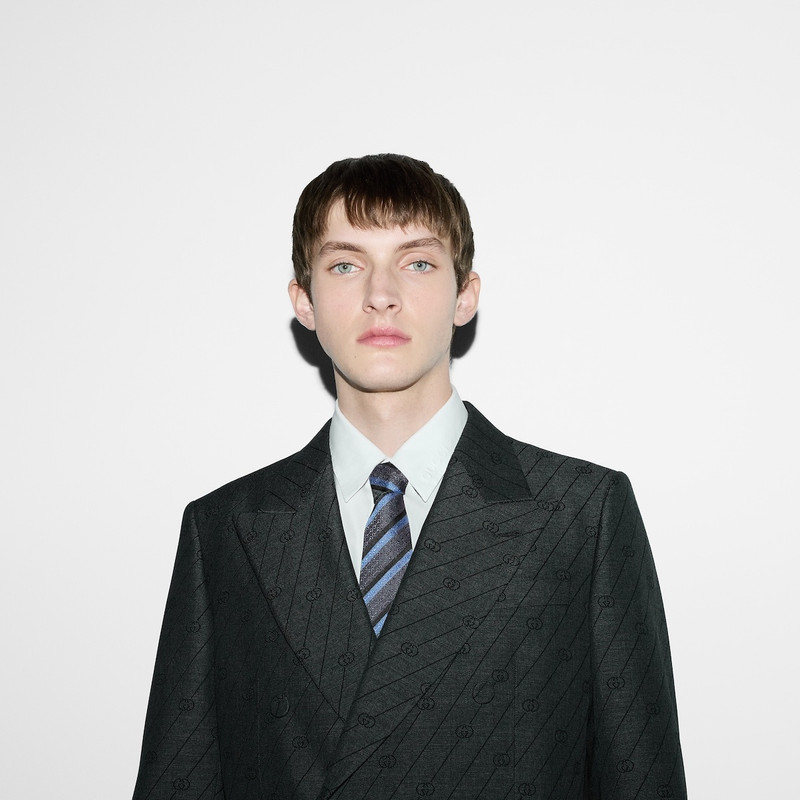 Horsebit striped silk jacquard tie 3