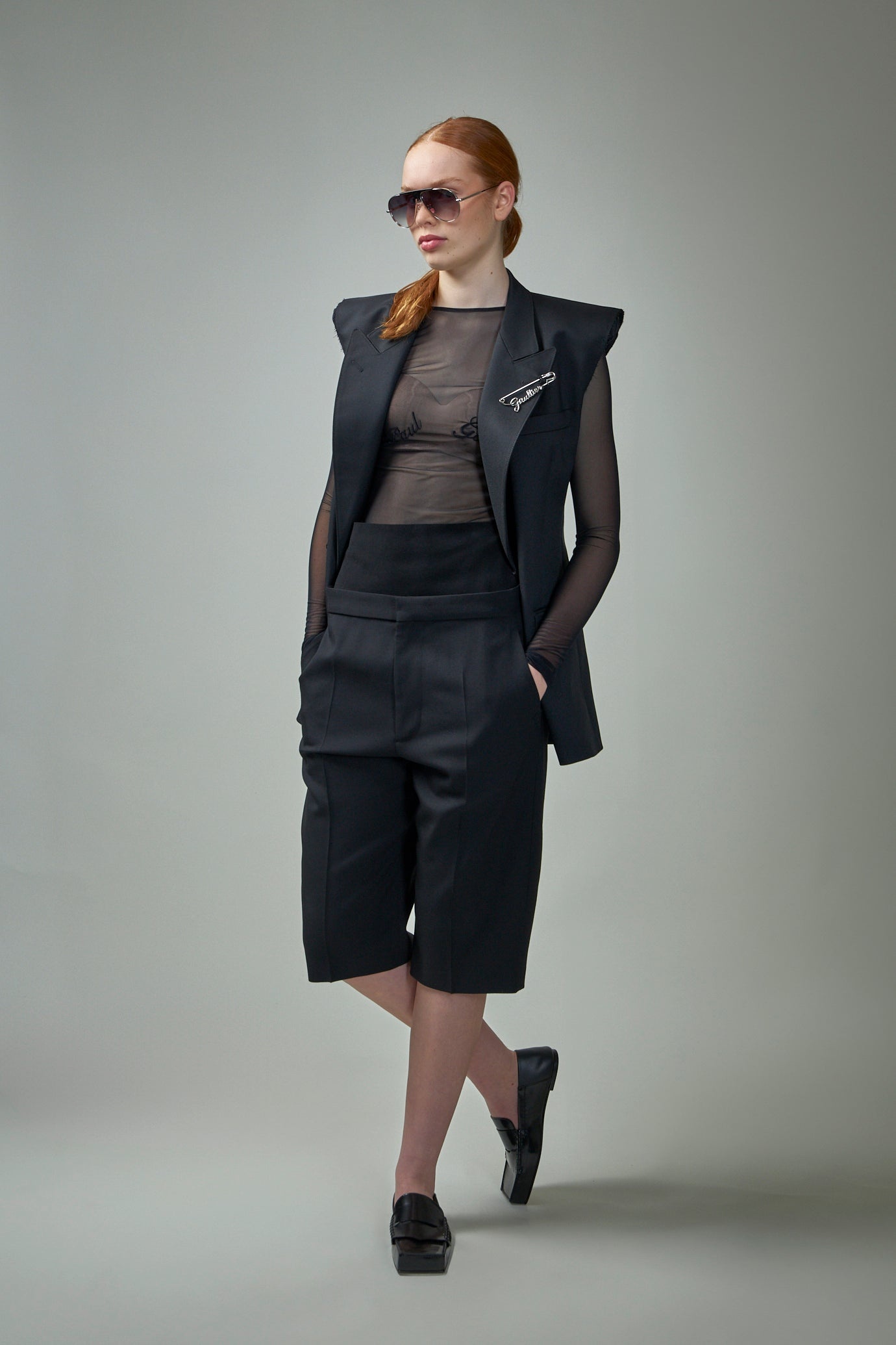 Mesh Long Sleeve Top Velvet Flock ''JEAN PAUL GAULTIER'' - 2