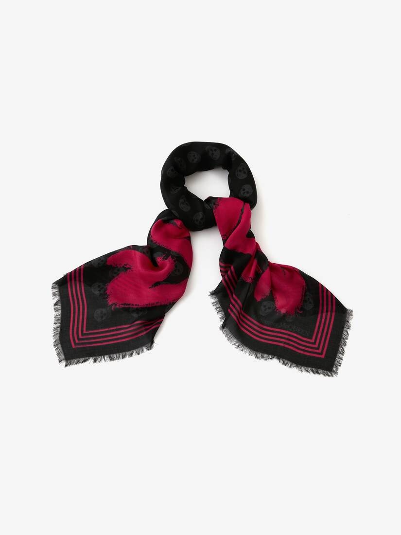 Mcqueen Graffiti Biker Skull Scarf in Black - 2