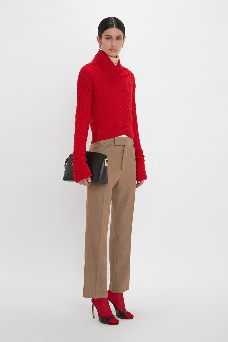 Wide Cropped Flare Trouser In Tobacco 6