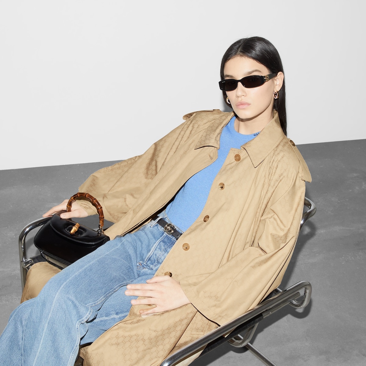 GG cotton gabardine trench coat - 6