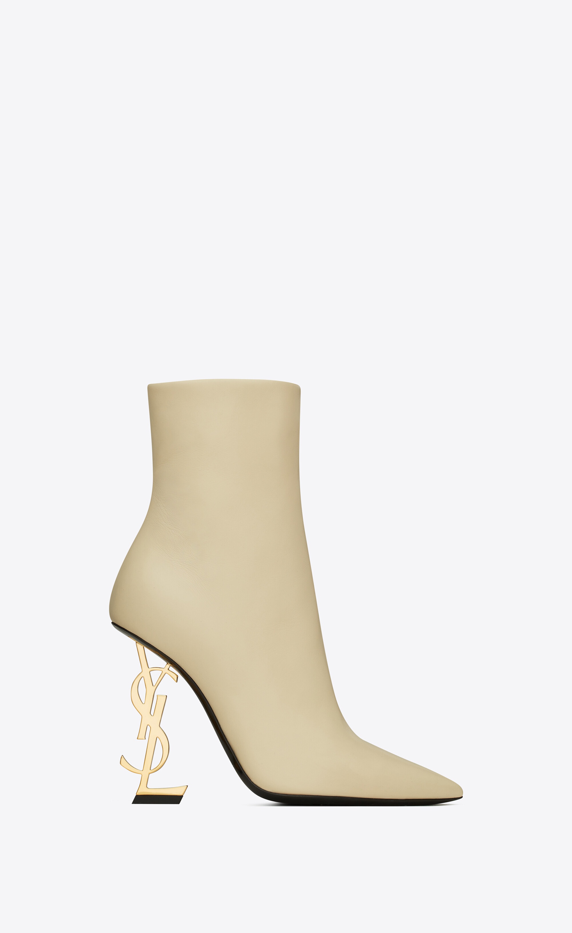 opyum ankle booties in smooth leather with a gold-tone heel - 1