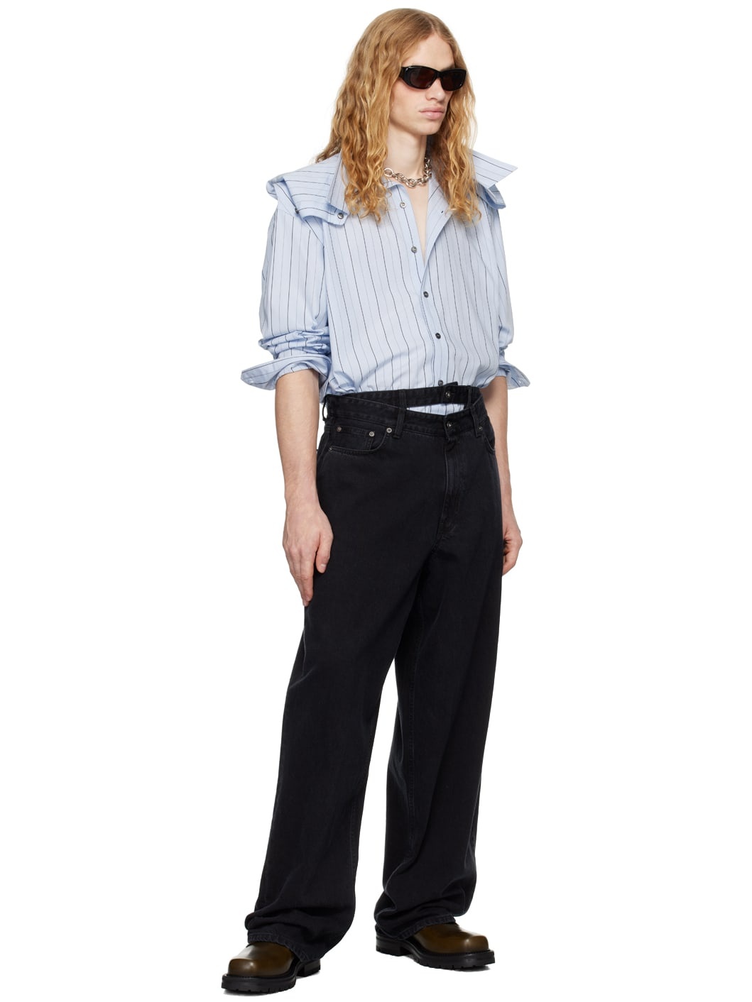 Blue Stripe Chain Shirt - 5
