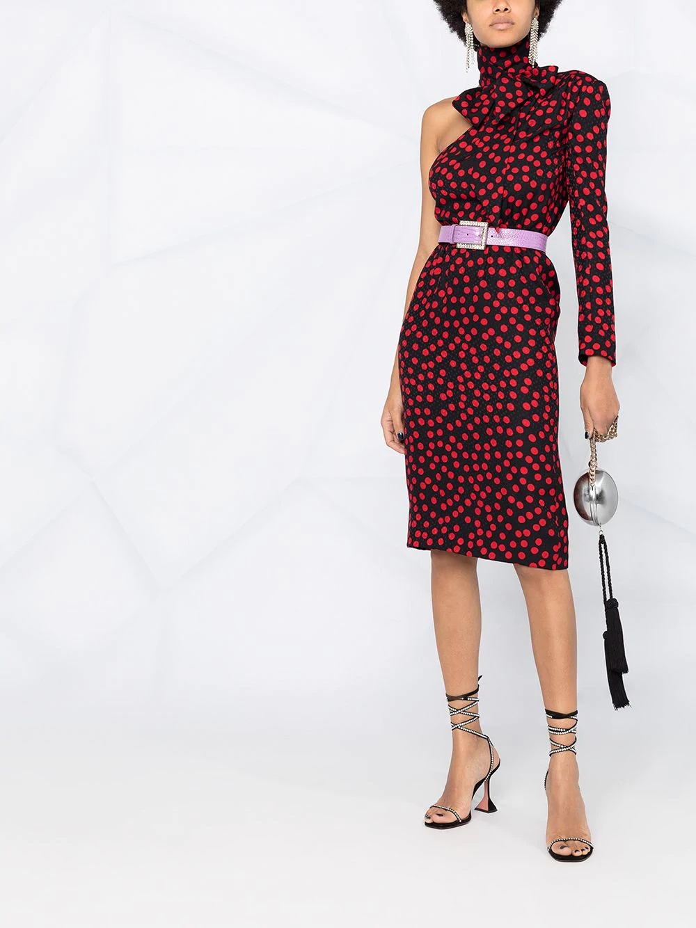 one-sleeve polka dot dress - 2