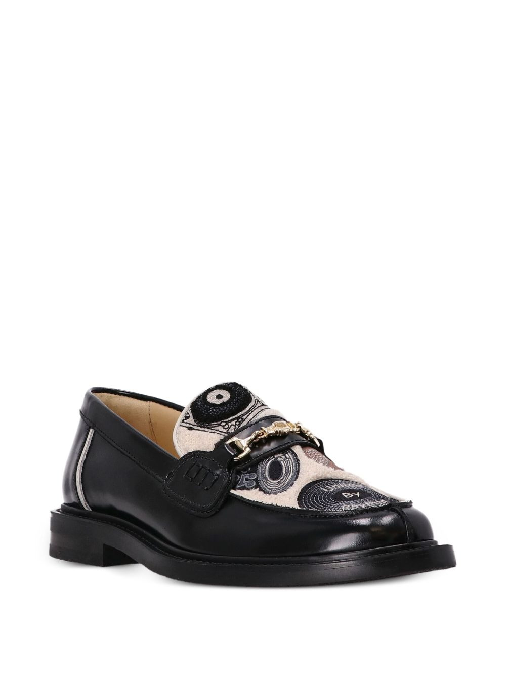graphic-pattern leather loafers - 2